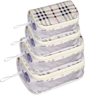 VYORA Set of 4 Multipurpose Transparent Travel Pouch Makeup Toiletry Kit Bag Cosmetic Bag(Pack of 4)