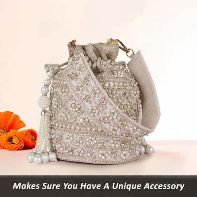 PLANX Classy Embroidery Traditional Design Wedding Party Potli Purse For Women Potli