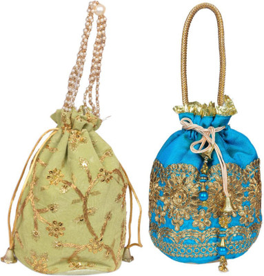 Sunesh Creation Embroidered Potli Bag Gift for Wedding & Other Occasion Potli(Pack of 2)