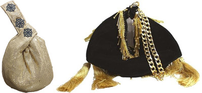 athizay Ethnic Handbags for Women Potli bags With Golden Moti Potli(Pack of 2)