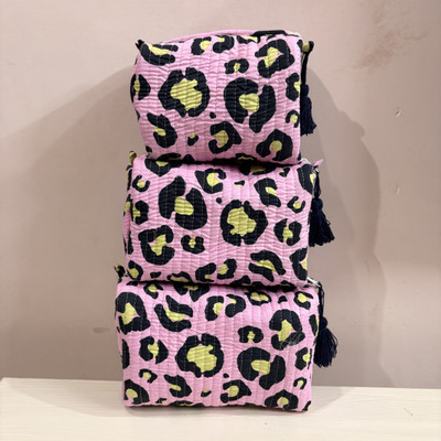 GulabiThappa Handblock Print Pouch Set of 3 Cosmetic Bag(Pack of 3)