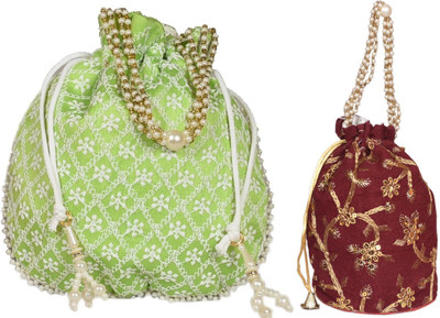 Sunesh Creation Embroidered Potli Bag Gift for Wedding & Other Occasion Potli(Pack of 2)
