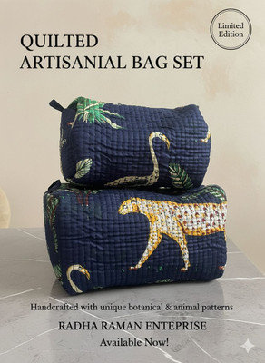 Jodhpuri Crafts Blue Pouches 02 Cosmetic Bag(Pack of 2)