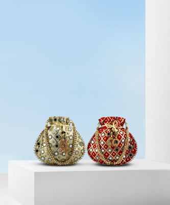 lookingfab Potli Matka Combo-17(Golden White,Red) Potli
