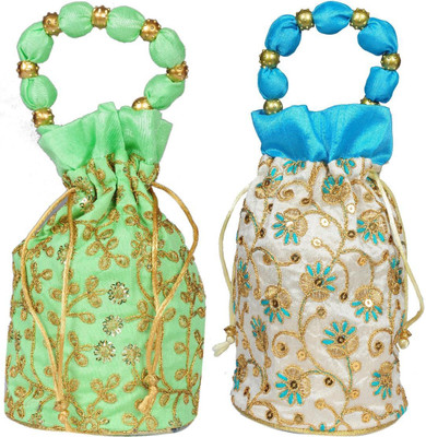 Sunesh Creation Embroidered Potli Bag Gift for Wedding & Other Occasion Potli(Pack of 2)