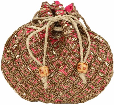 yuvika handicraft Women's Sequins Potli Bag (Golden) Potli