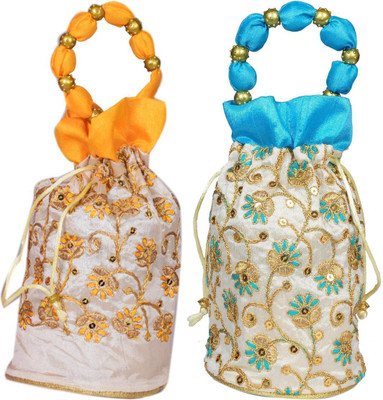 Sunesh Creation Embroidered Potli Bag Gift for Wedding & Other Occasion Potli(Pack of 2)