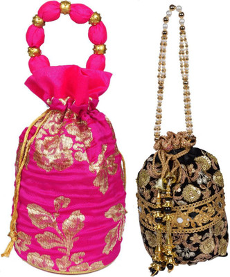 Sunesh Creation Embroidered Potli Bag Gift for Wedding & Other Occasion Potli(Pack of 2)