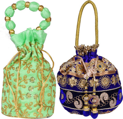 Sunesh Creation Embroidered Potli Bag Gift for Wedding & Other Occasion Potli(Pack of 2)
