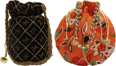 athizay Embroidery work handmade wristlets Potli For Women Fashion Potli(Pack of 2)