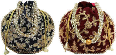 athizay Embroidery work handmade wristlets Potli For Women Fashion Potli