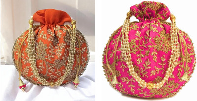 NS enterprises Orange::Pink Potli(Pack of 2)