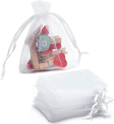 Avanti Creation Drawstring Goody bags,Potli bag for return Gift 7X9 CMS WHITE (Pack Of 25) Potli