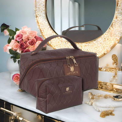 Sky Touch WOMEN COSMETIC BAG (Brown) Cosmetic Bag(Pack of 2)