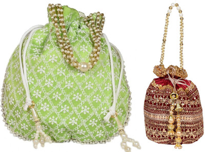 Sunesh Creation Embroidered Potli Bag Gift for Wedding & Other Occasion Potli(Pack of 2)