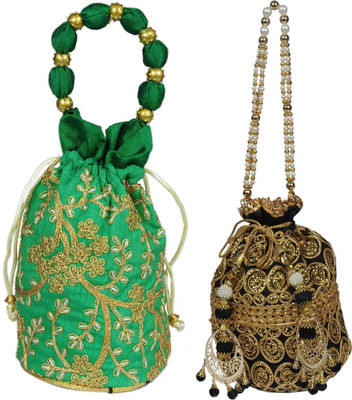 Sunesh Creation Embroidered Potli Bag Gift for Wedding & Other Occasion Potli(Pack of 2)