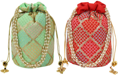 AUTHENTIC AK SQUARI CHEX POTLI Potli(Pack of 2)