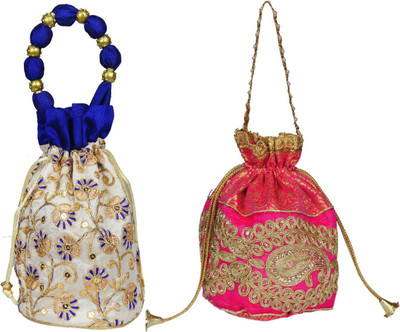 Sunesh Creation Embroidered Potli Bag Gift for Wedding & Other Occasion Potli(Pack of 2)