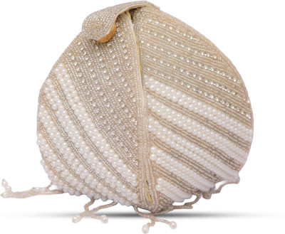 bagcouture Small Bridal Potli Bag with Bead Embellishments | Handcrafted Ethnic Clutch Potli
