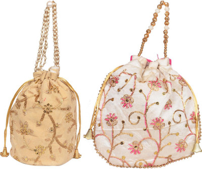 Sunesh Creation Embroidered Potli Bag Gift for Wedding & Other Occasion Potli(Pack of 2)