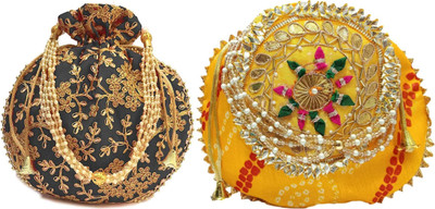 athizay Embroidery work handmade wristlets Potli For Women Fashion Potli(Pack of 2)
