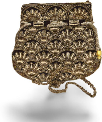 Saras Aajeevika Embroidered Potli Golden Black Potli