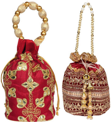 Sunesh Creation Embroidered Potli Bag Gift for Wedding & Other Occasion Potli(Pack of 2)