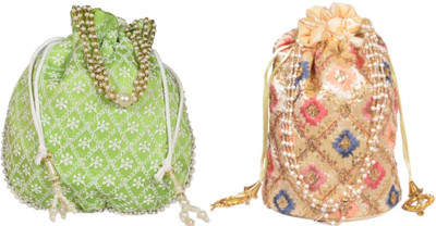 Sunesh Creation Embroidered Potli Bag Gift for Wedding & Other Occasion Potli(Pack of 2)