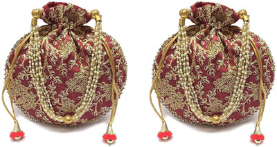 Fancy Walas Beautiful & Elegant Potli for Women, Maroon-Maroon Potli