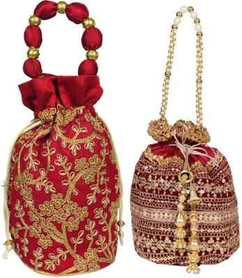 Sunesh Creation Embroidered Potli Bag Gift for Wedding & Other Occasion Potli(Pack of 2)