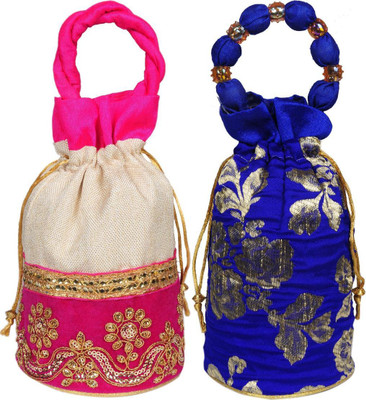 Sunesh Creation Embroidered Potli Bag Gift for Wedding & Other Occasion Potli(Pack of 2)