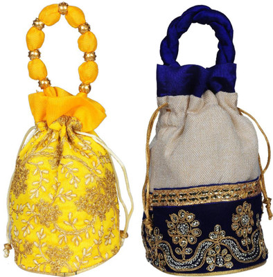 Sunesh Creation Embroidered Potli Bag Gift for Wedding & Other Occasion Potli(Pack of 2)