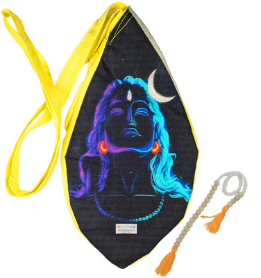 Mayapuri Adiyogi Lord Shiva Printed Gomukhi Chanting Bag with Sakshi Mala Counter(yellow) Potli