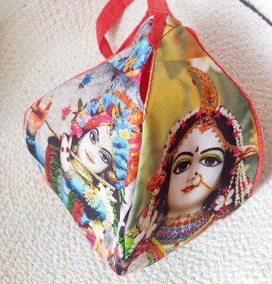 UAS ACHYUTA EXPERT TRADING CO UAS BEAD BAG RED PRINTED RADHA KRISHNA Potli