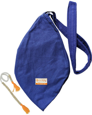 Mayapuri Cotton Gomukhi Japa Mala Bag/Chanting/Bead Bag with Sakshi Mala Counter (Blue) Potli