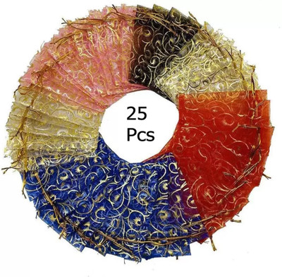 HADII Gift Potli Bag, Drawstring Wedding Occasional Designer Net Potli Pouch Potli(Pack of 25)