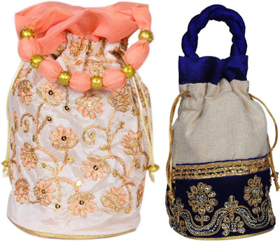 Sunesh Creation Embroidered Potli Bag Gift for Wedding & Other Occasion Potli(Pack of 2)
