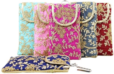 ETHIANA Embroidered Vintage Mobile Potli Pouches for Women, Home Functions Pack of 5 Cosmetic Bag