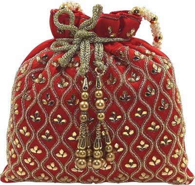 Exotique Women Red Silk Potli Bag For Weddings (HW0015RD) Potli