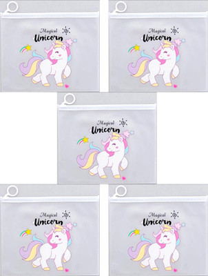 ShubhKraft 3D Transparent Unicorn Pen Pencil Sharpner Multipurpose Pouch For Birthday Party Pouch(Pack of 5)