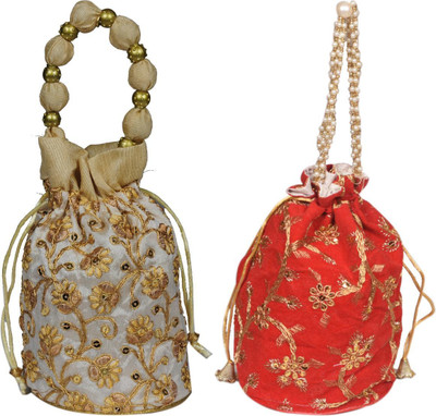 Sunesh Creation Embroidered Potli Bag Gift for Wedding & Other Occasion Potli(Pack of 2)