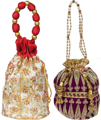 Sunesh Creation Embroidered Potli Bag Gift for Wedding & Other Occasion Potli(Pack of 2)