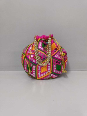 S D Handicrafts Rajasthani Style Clutch Silk Potli For Women Potli