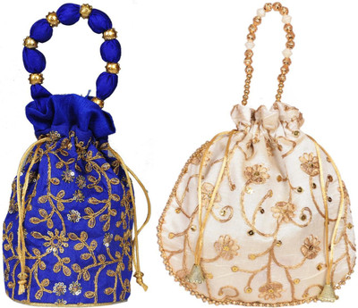 Sunesh Creation Embroidered Potli Bag Gift for Wedding & Other Occasion Potli(Pack of 2)