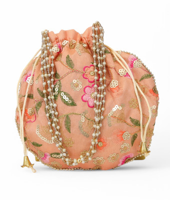 AUTHENTIC AK Matki Multi Flower Peach Potli