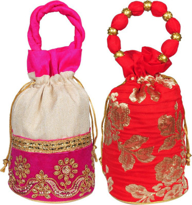 Sunesh Creation Embroidered Potli Bag Gift for Wedding & Other Occasion Potli(Pack of 2)