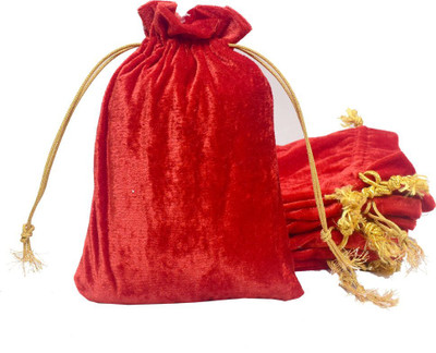 Dulhan Enterprises DLC Stretchable Velvet Potli Bags for return gifts, Women Handbag pouch Potli(Pack of 10)