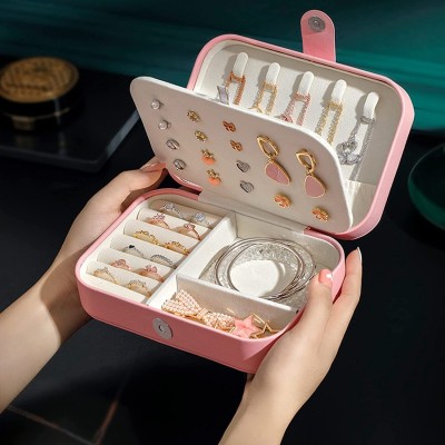 ELITEHOME PU Leather Jewellery Organisers Box Jewelry Organizer for Women Travel Ring Cosmetic Bag