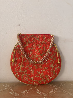 GiftyWish SILK_Orange Potli