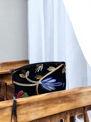 SlingStyle Kashmiri Cotton Floral Embroidered Women's Stylish Hand Bag Clutch Coin Purse